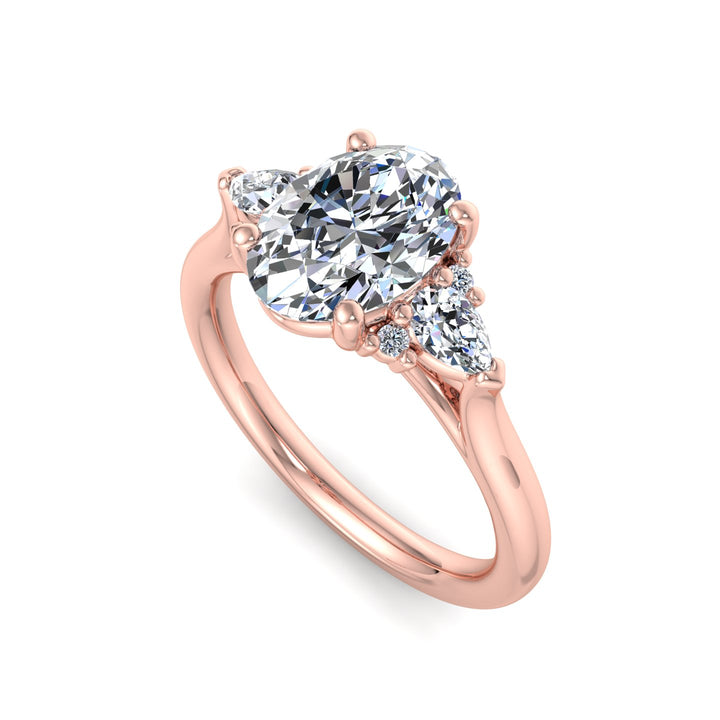 Oval Diamond Ring with Accent Stones - Krishnashray