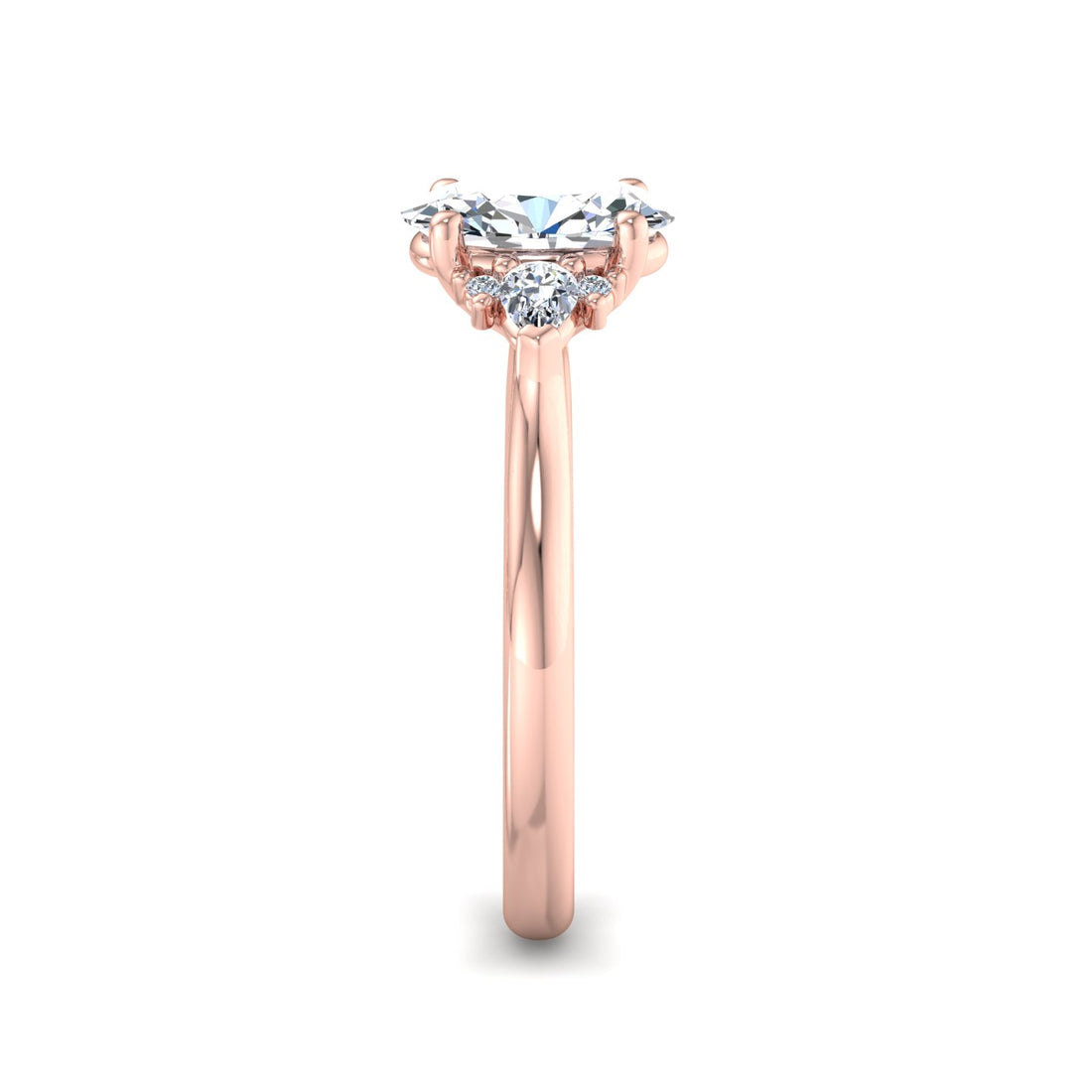 Oval Diamond Ring with Accent Stones - Krishnashray