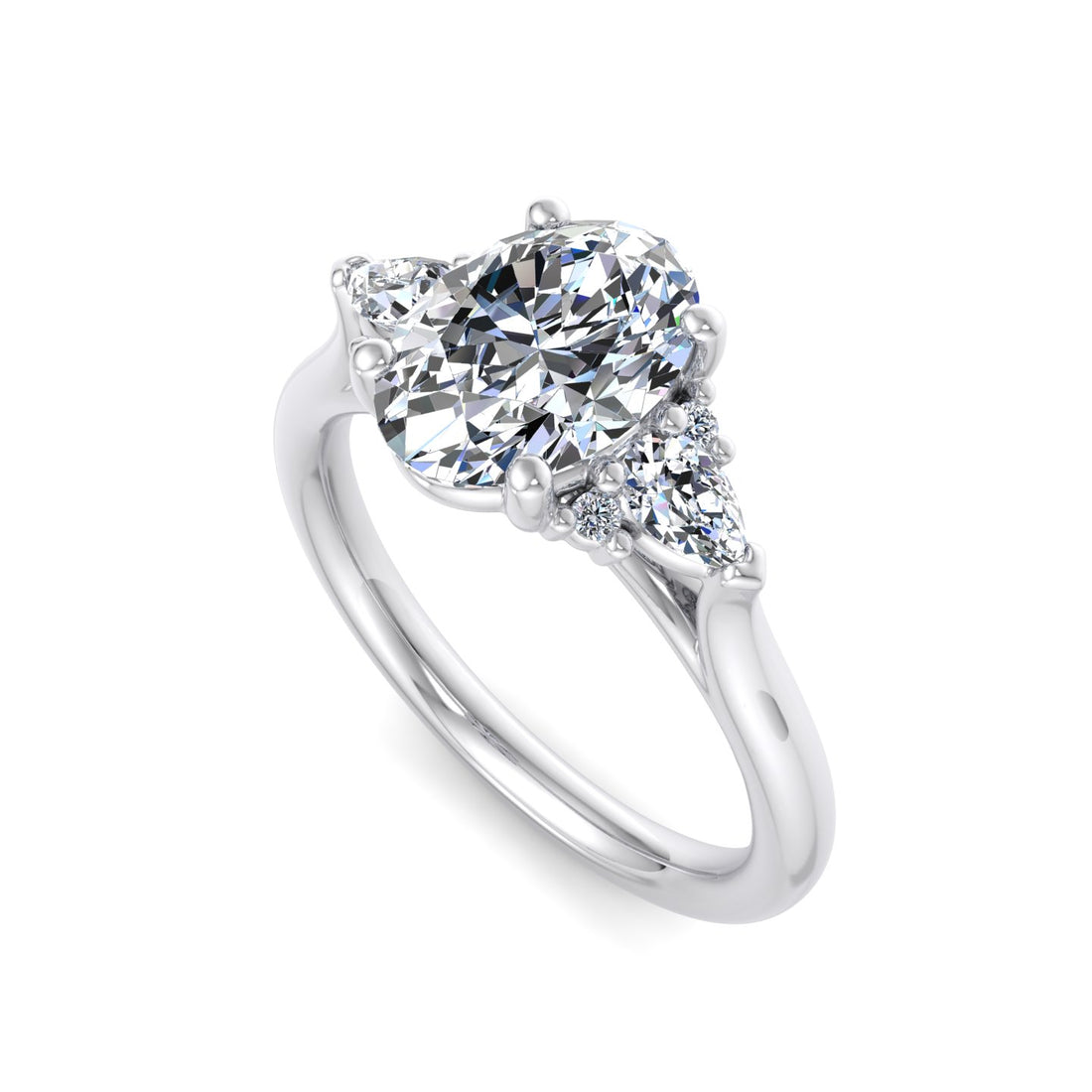 Oval Diamond Ring with Accent Stones - Krishnashray