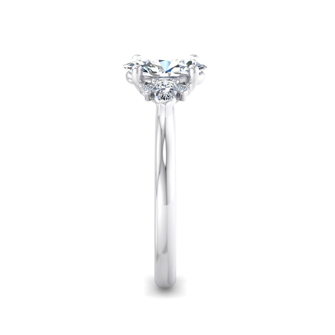 Oval Diamond Ring with Accent Stones - Krishnashray