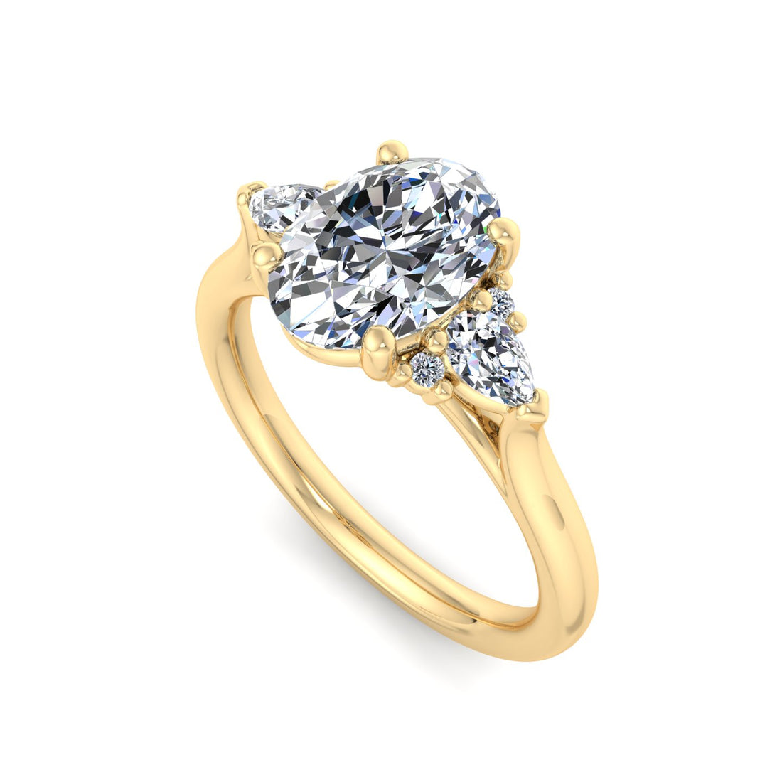 Oval Diamond Ring with Accent Stones - Krishnashray