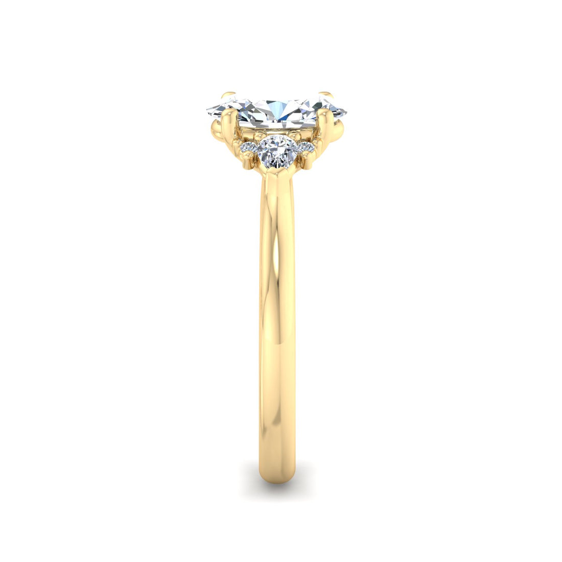Oval Diamond Ring with Accent Stones - Krishnashray