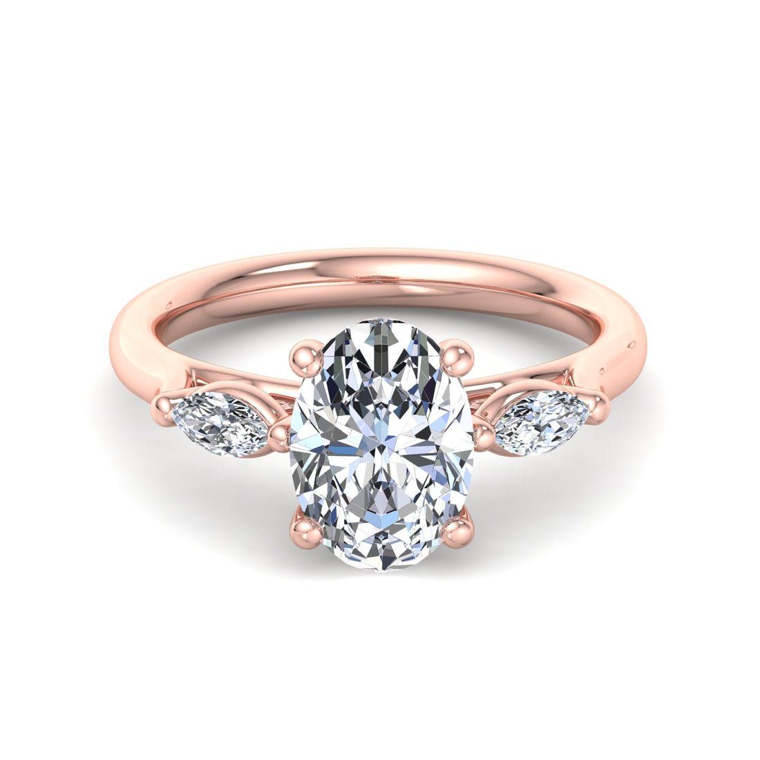 Oval Diamond Solitaire Ring with Accent Stones - Krishnashray