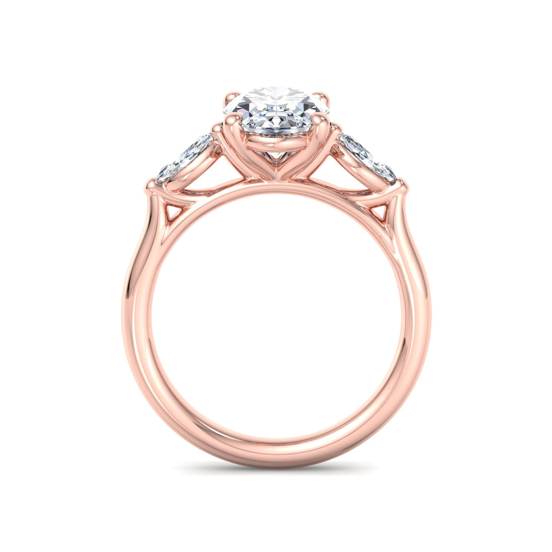 Oval Diamond Solitaire Ring with Accent Stones - Krishnashray