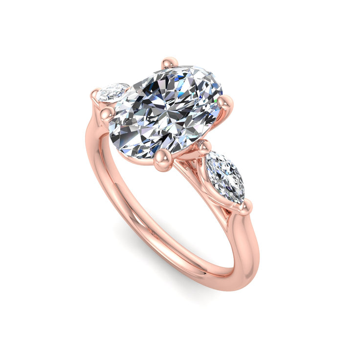 Oval Diamond Solitaire Ring with Accent Stones - Krishnashray