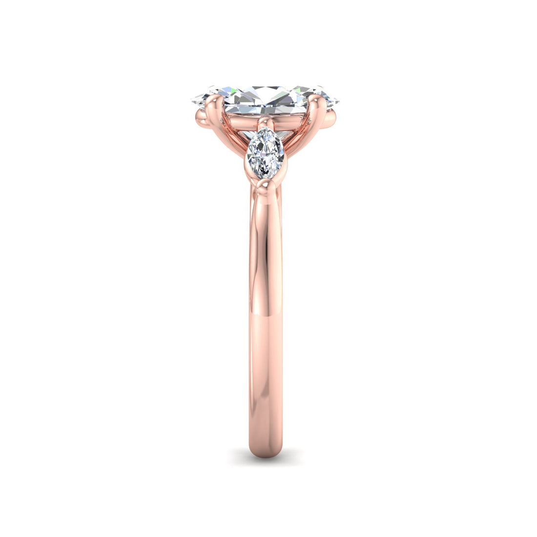 Oval Diamond Solitaire Ring with Accent Stones - Krishnashray