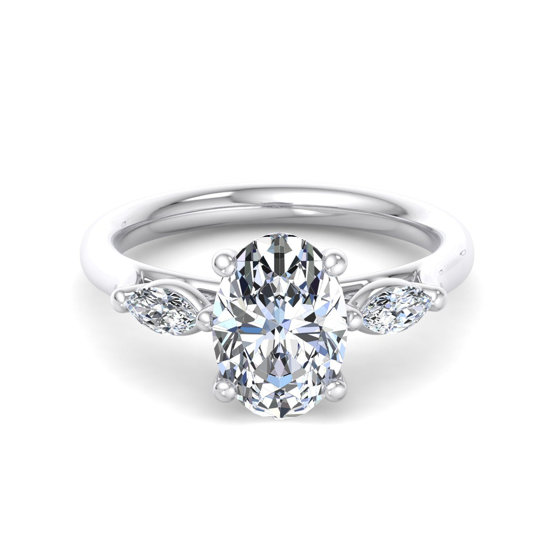 Oval Diamond Solitaire Ring with Accent Stones - Krishnashray