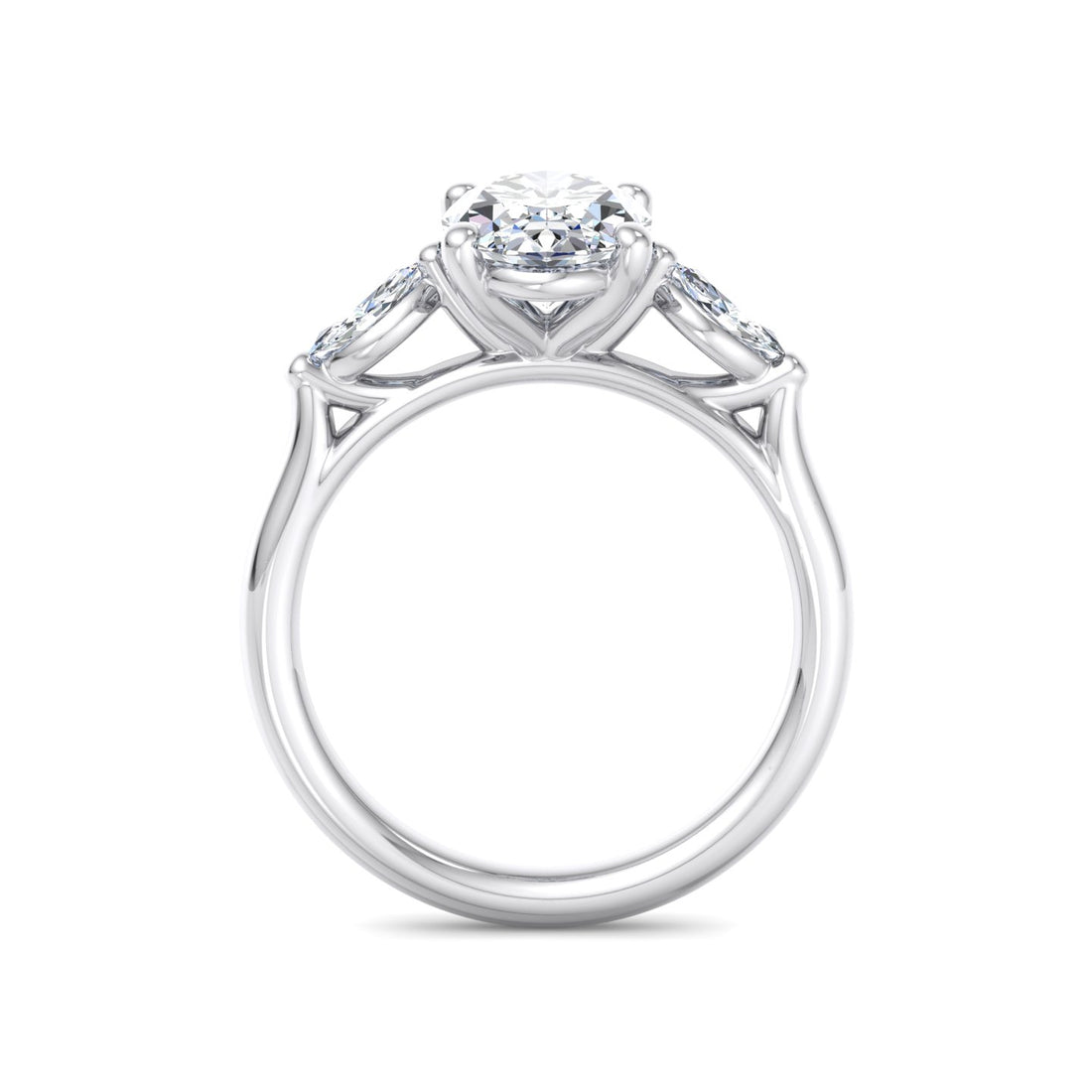 Oval Diamond Solitaire Ring with Accent Stones - Krishnashray