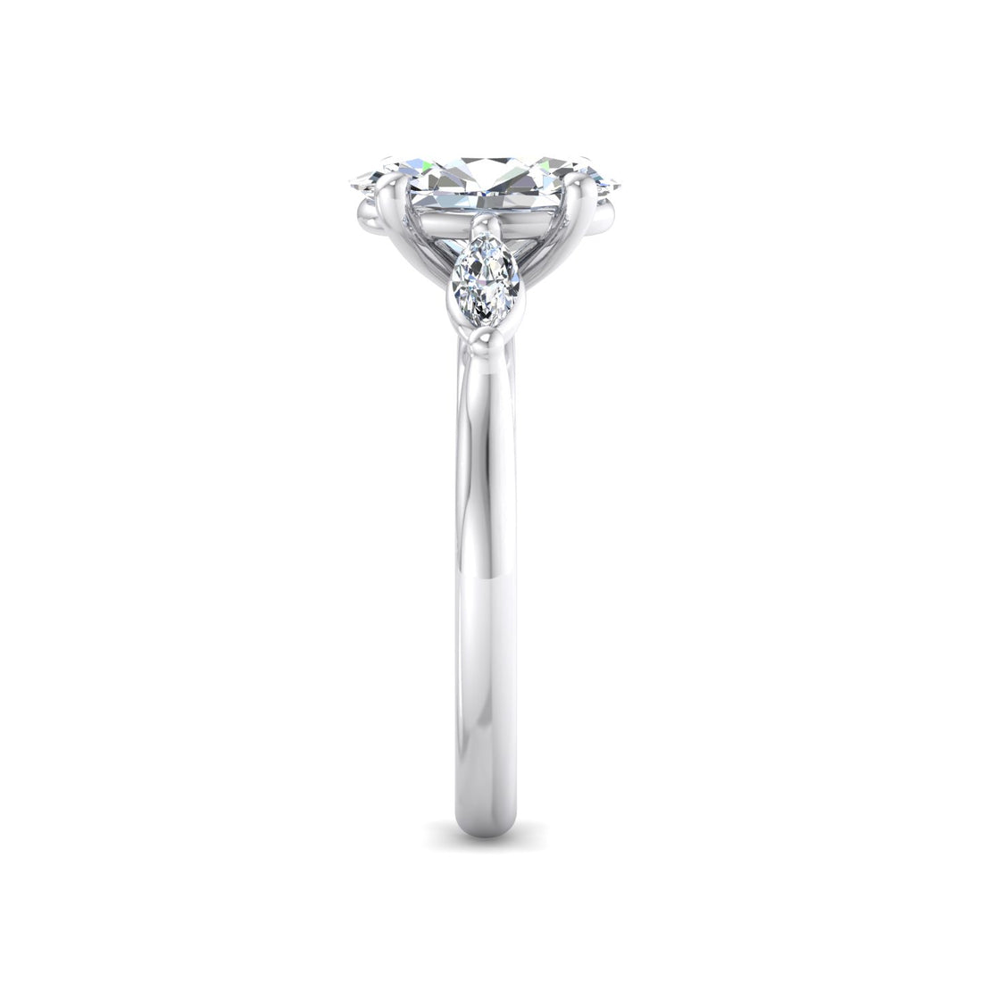 Oval Diamond Solitaire Ring with Accent Stones - Krishnashray