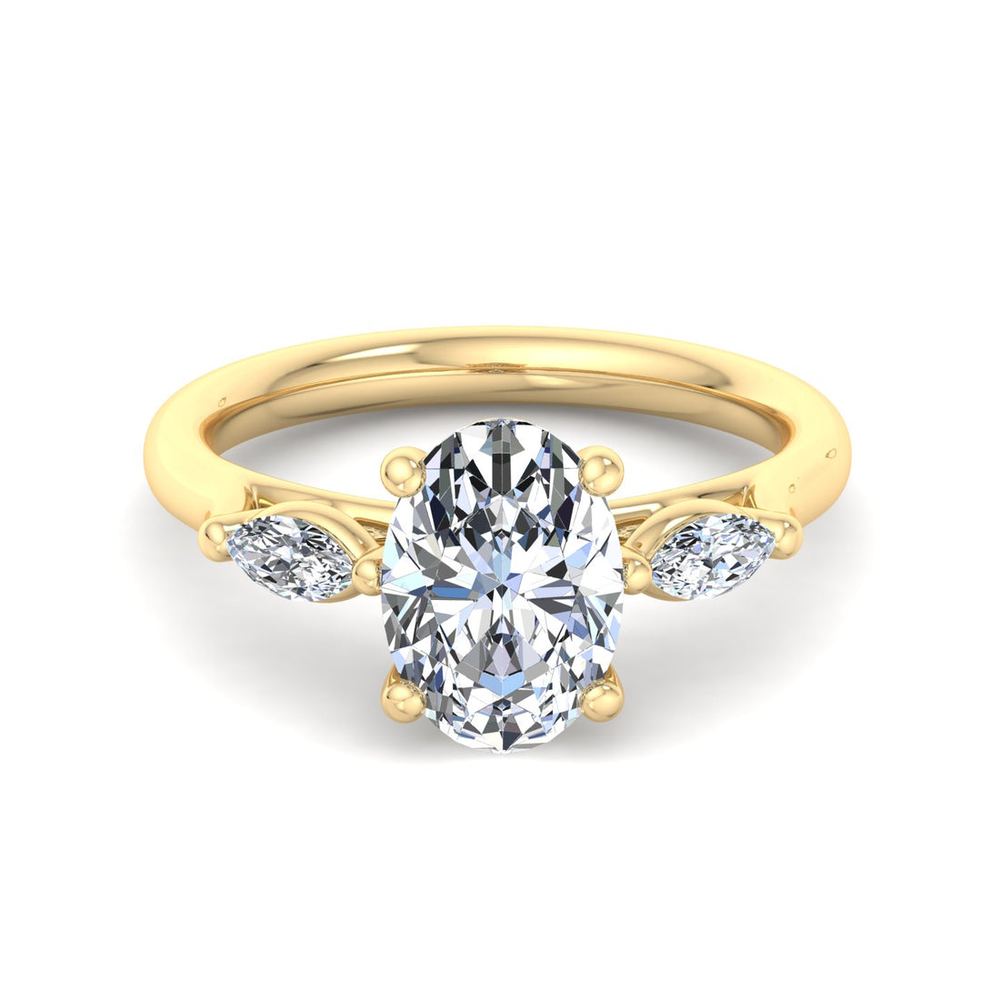 Oval Diamond Solitaire Ring with Accent Stones - Krishnashray