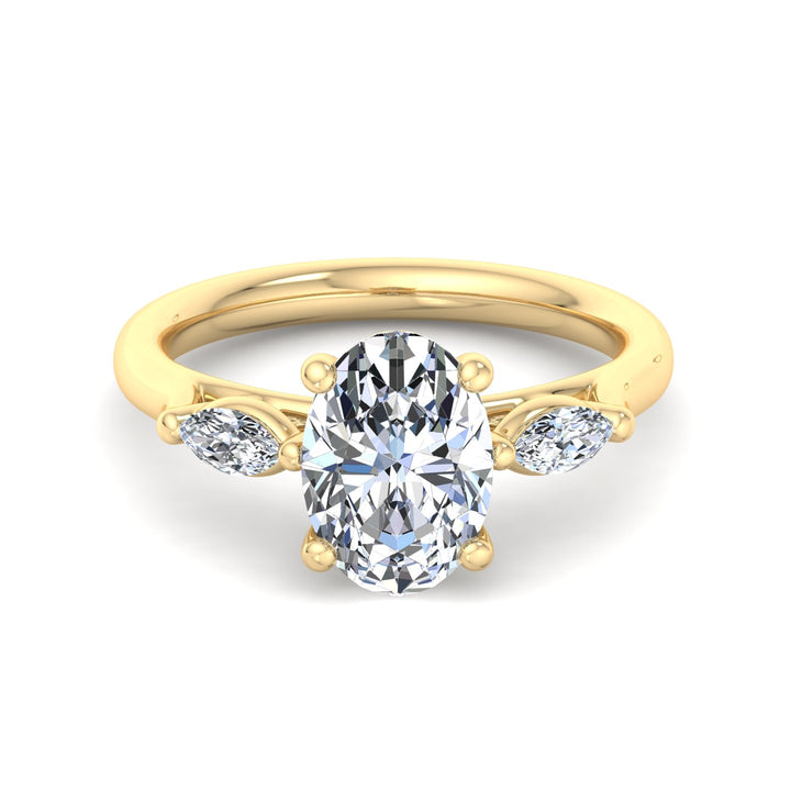 Oval Diamond Solitaire Ring with Accent Stones - Krishnashray