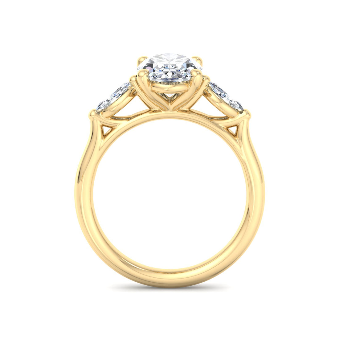 Oval Diamond Solitaire Ring with Accent Stones - Krishnashray