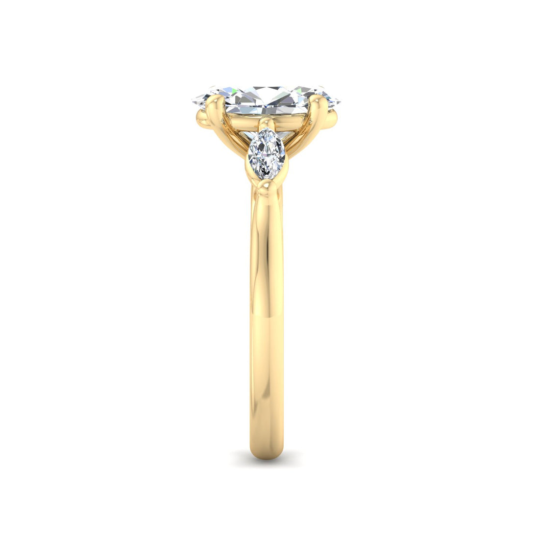Oval Diamond Solitaire Ring with Accent Stones - Krishnashray