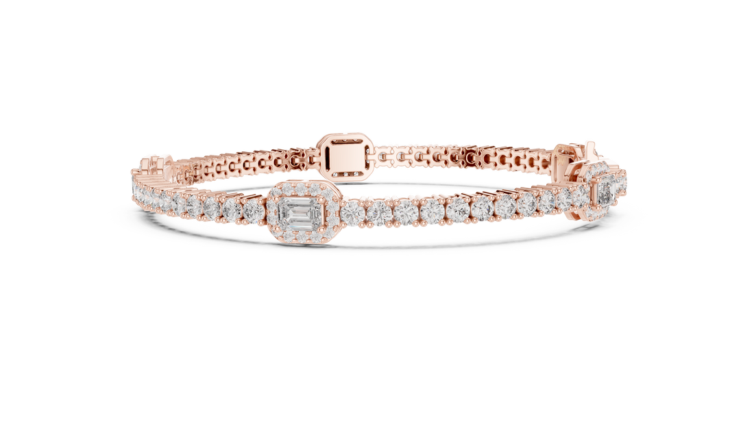 Central Emerald Cut Diamond Bracelet - Krishnashray