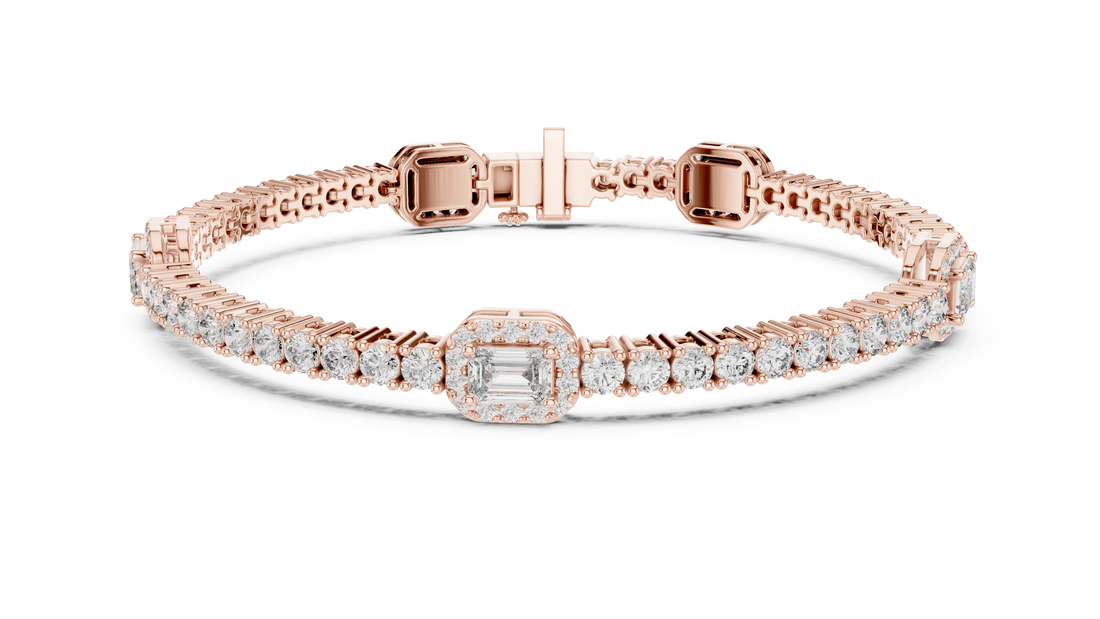 Central Emerald Cut Diamond Bracelet - Krishnashray