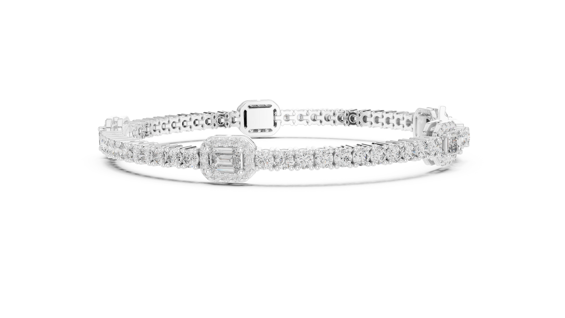Central Emerald Cut Diamond Bracelet - Krishnashray