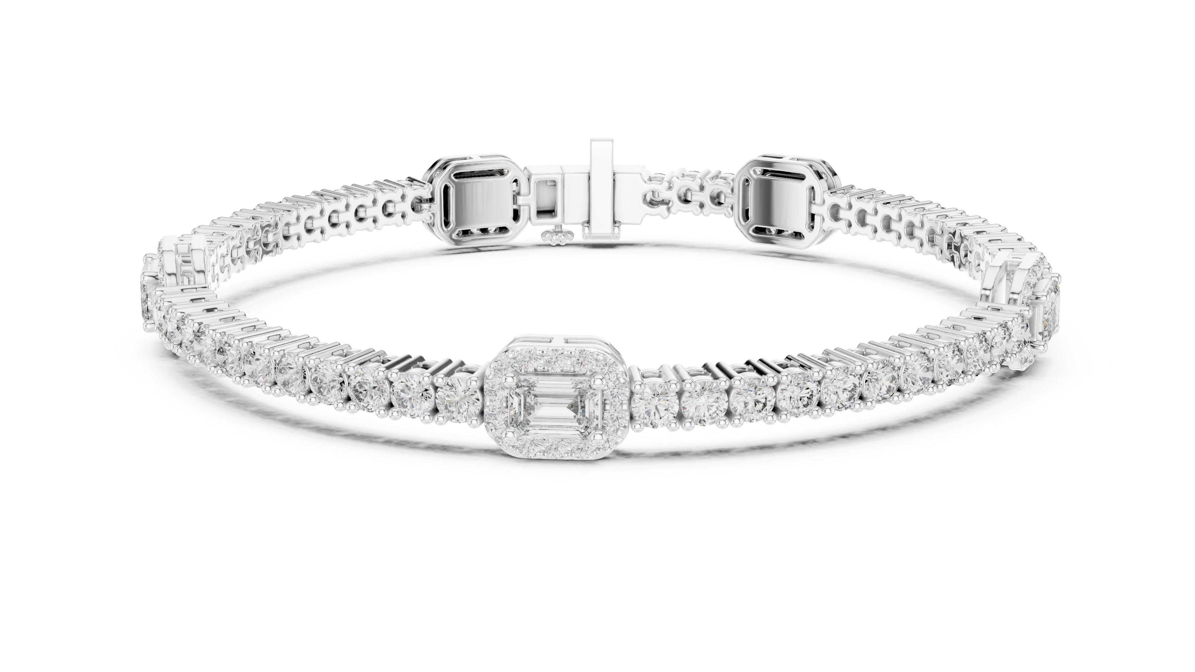 Central Emerald Cut Diamond Bracelet - Krishnashray