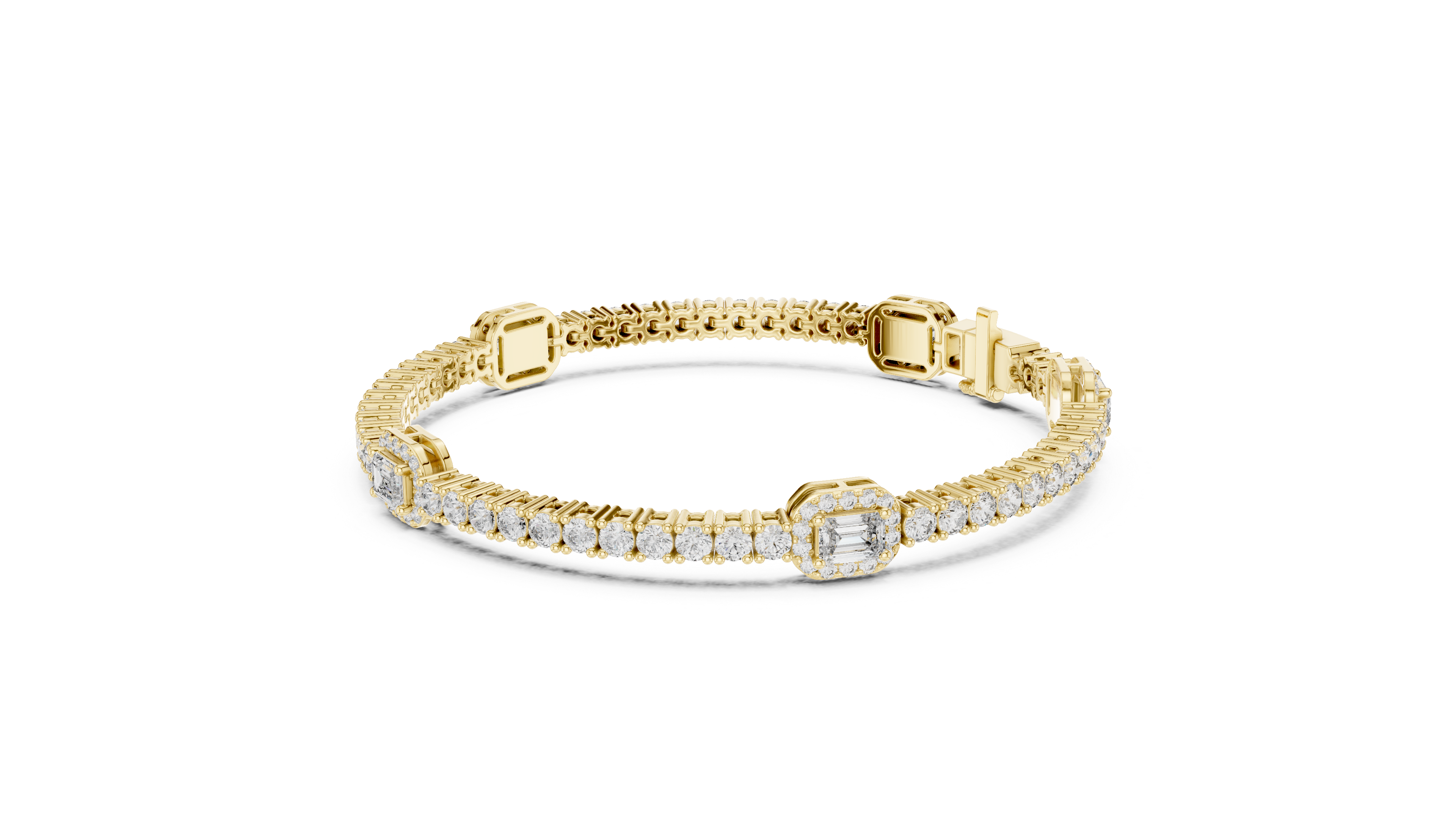 Central Emerald Cut Diamond Bracelet - Krishnashray