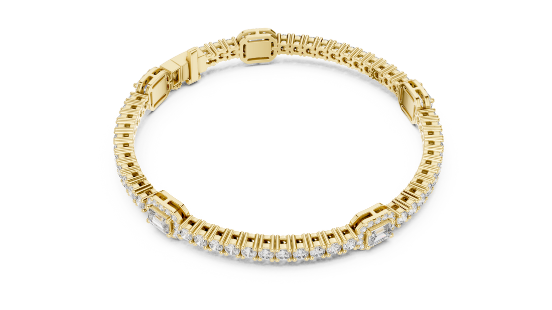 Central Emerald Cut Diamond Bracelet - Krishnashray