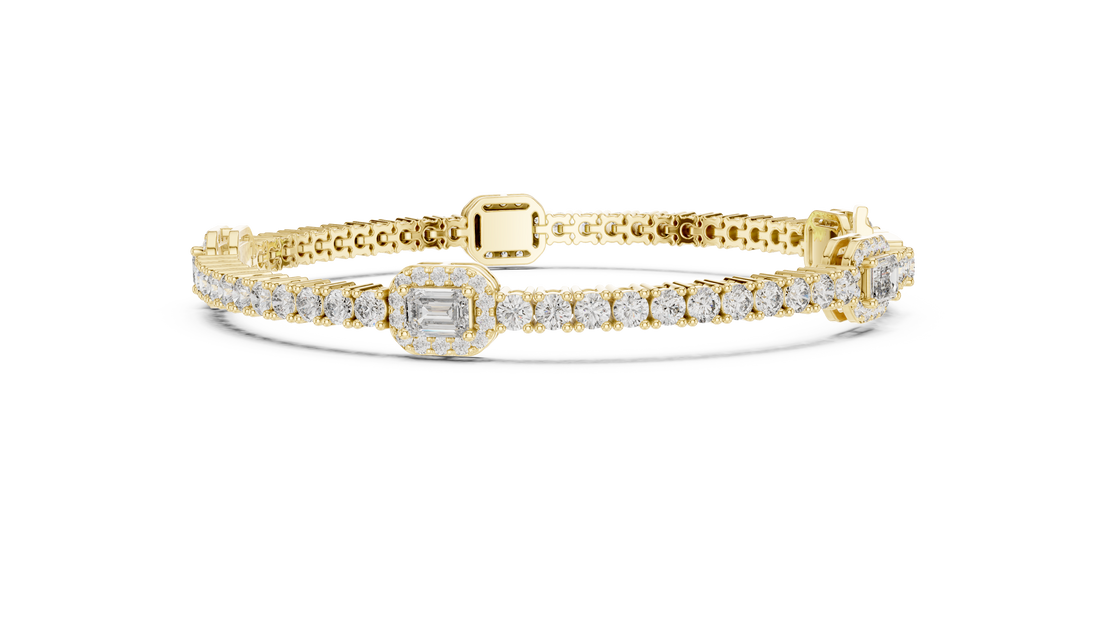 Central Emerald Cut Diamond Bracelet - Krishnashray