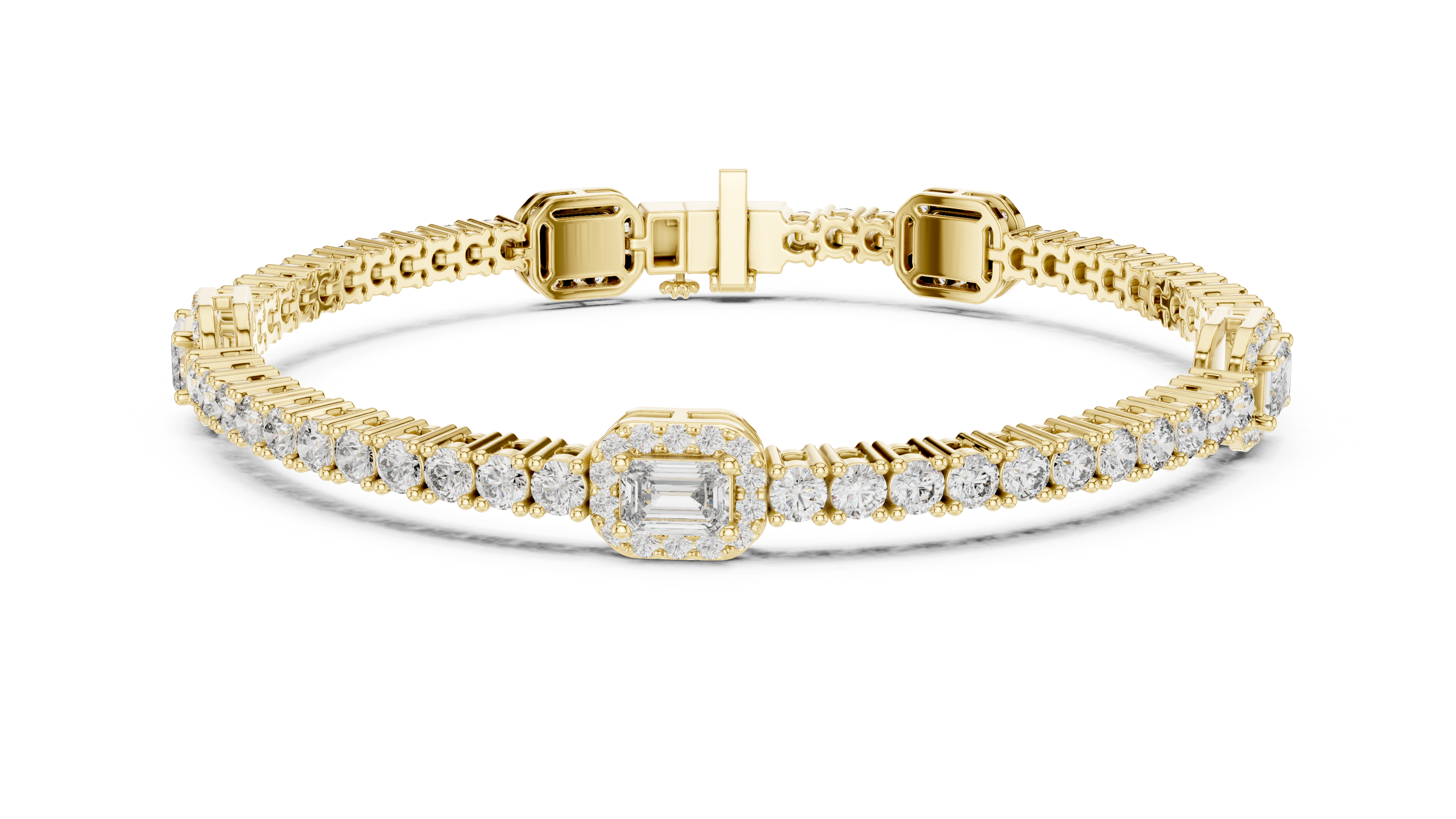 Central Emerald Cut Diamond Bracelet - Krishnashray