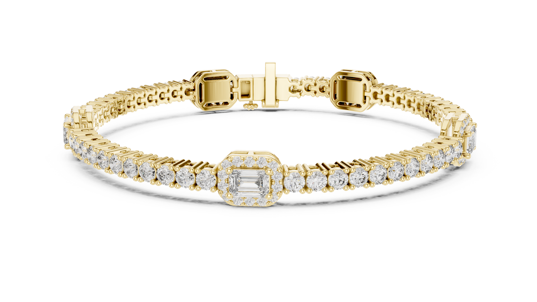 Central Emerald Cut Diamond Bracelet - Krishnashray