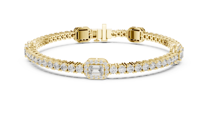 Central Emerald Cut Diamond Bracelet - Krishnashray