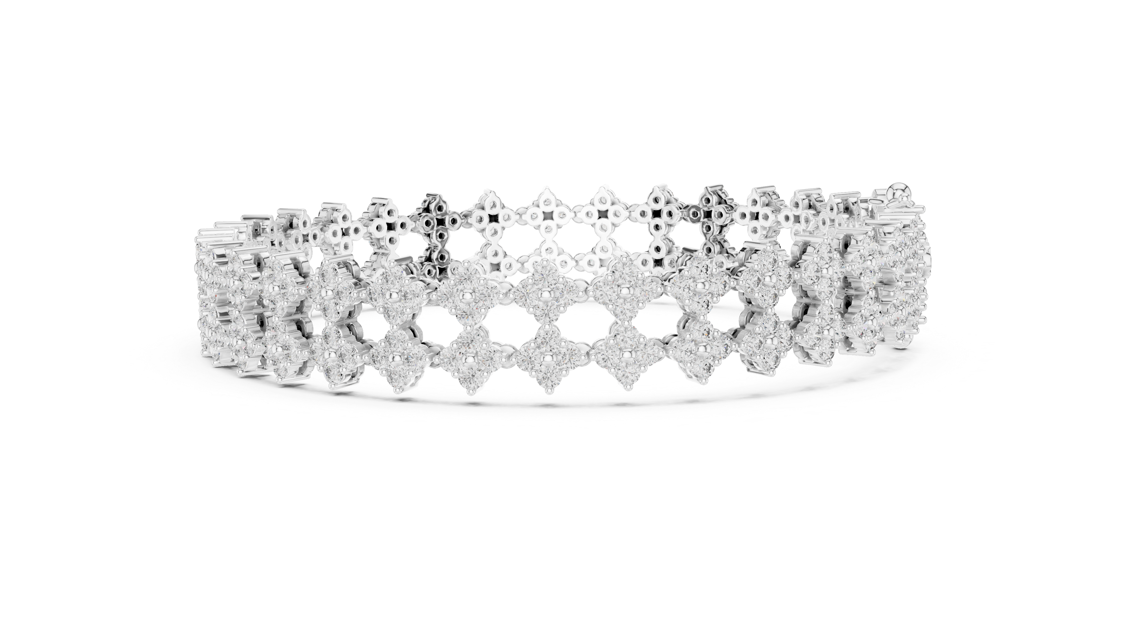 Floral Diamond Cuff Bracelet