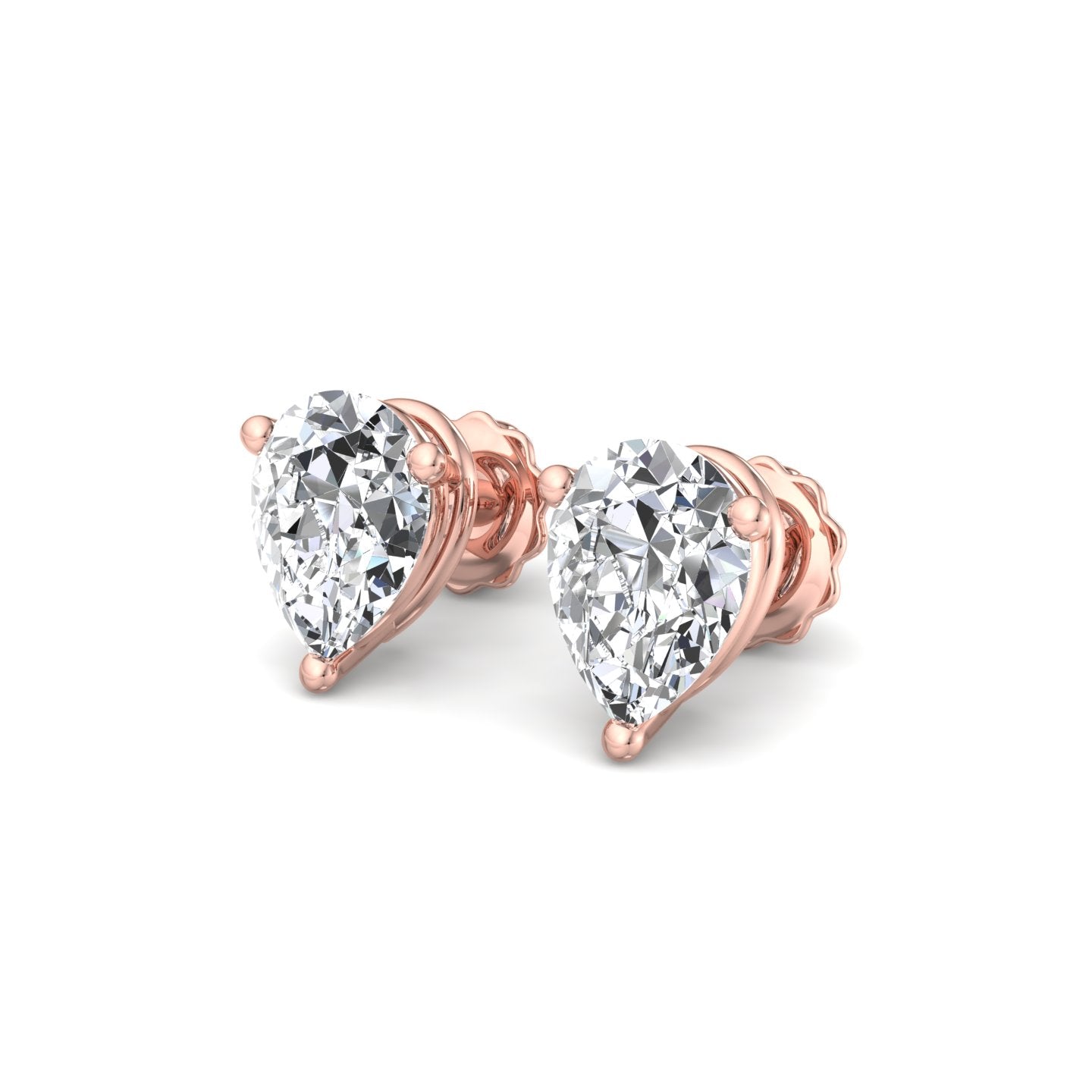 Heart-Shaped Diamond Stud Earrings - Krishnashray