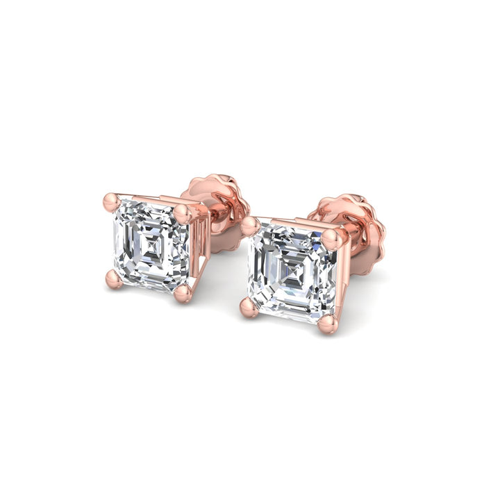 Emerald Cut Diamond Stud Earrings - Krishnashray