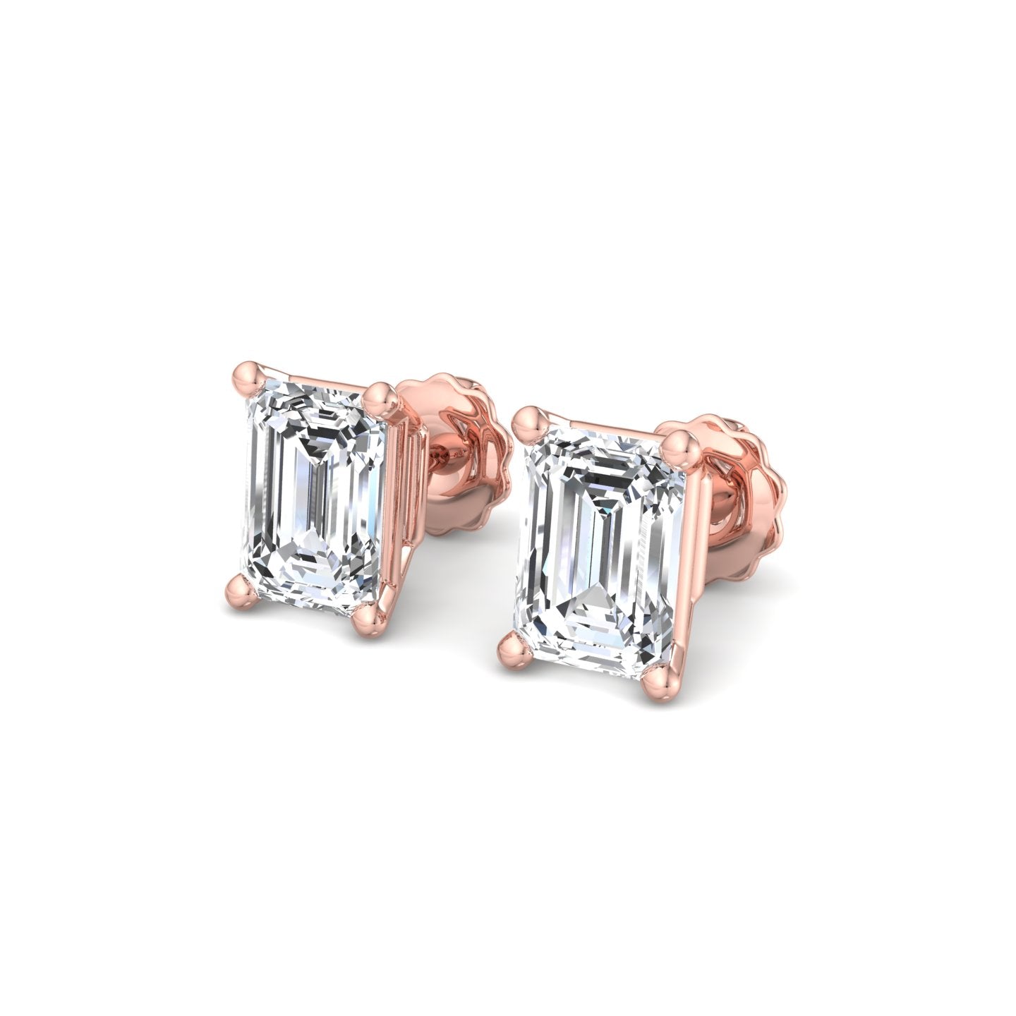 Emerald Cut Diamond Stud Earrings - Krishnashray