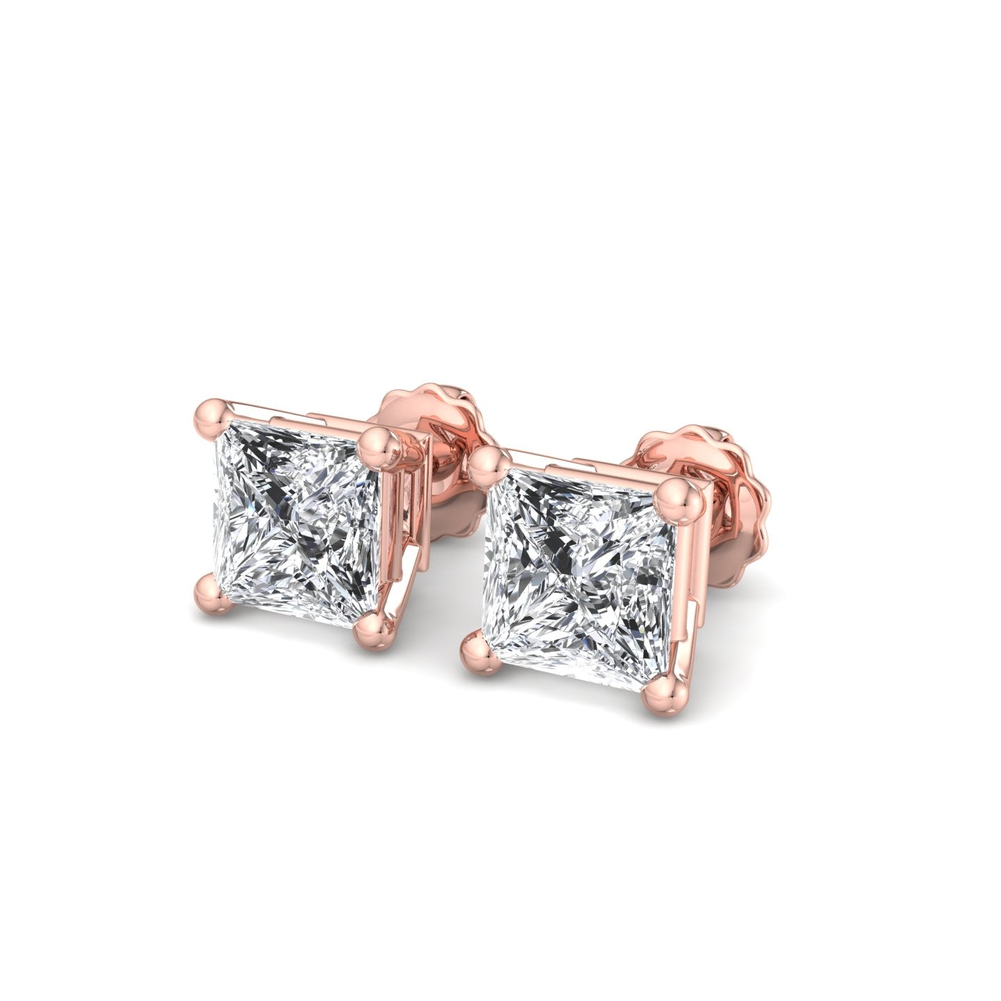 Princess Cut Diamond Stud Earrings - Krishnashray