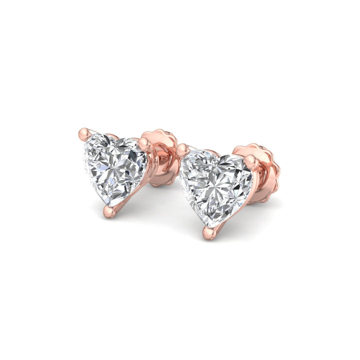 Heart-Shaped Diamond Stud Earrings - Krishnashray