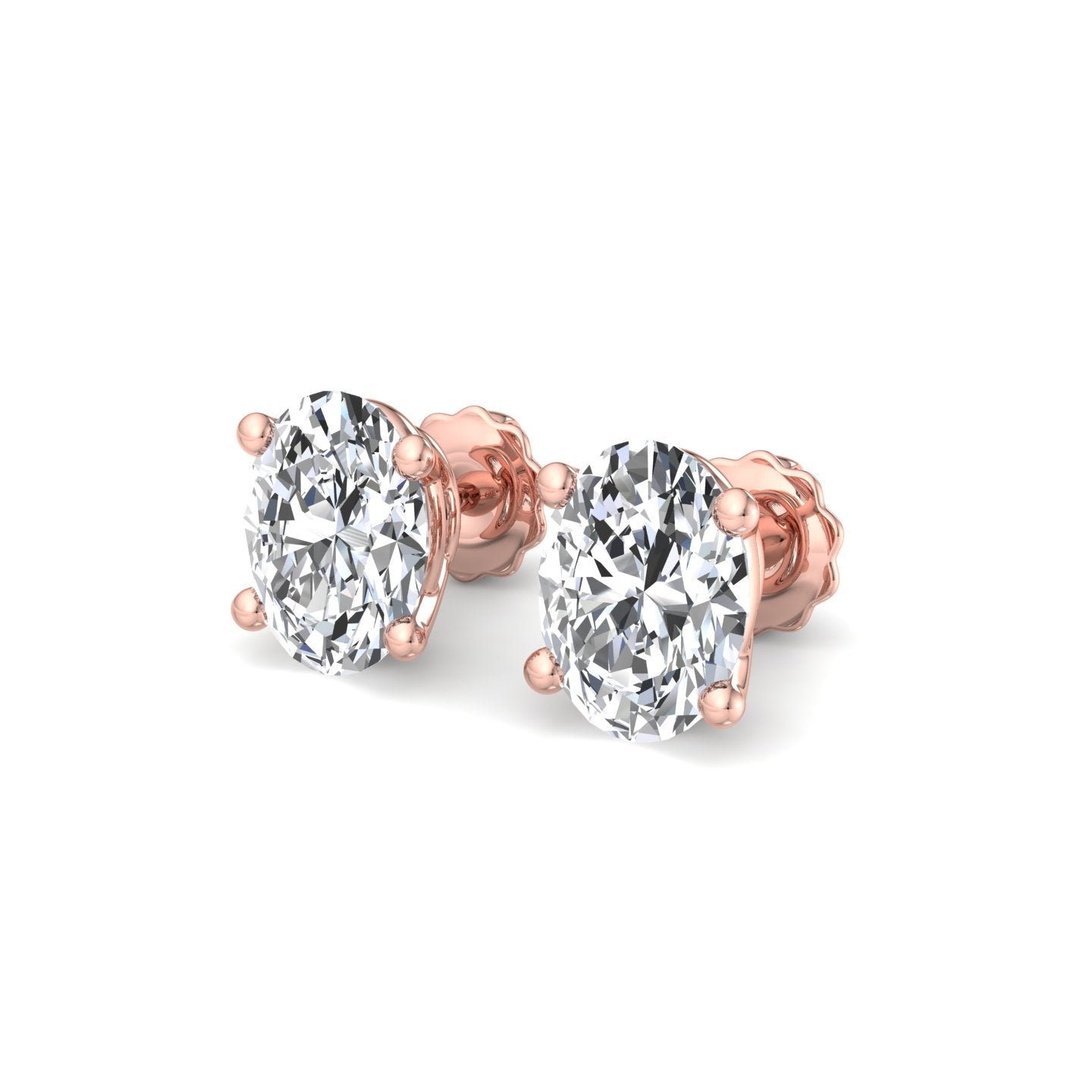 Oval Diamond Stud Earrings - Krishnashray