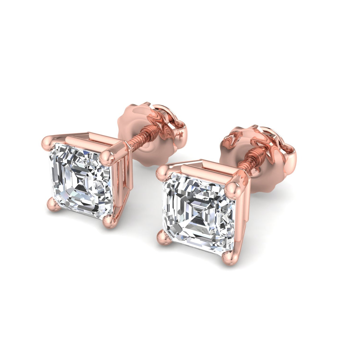 Asscher Cut Stud Earrings - Krishnashray