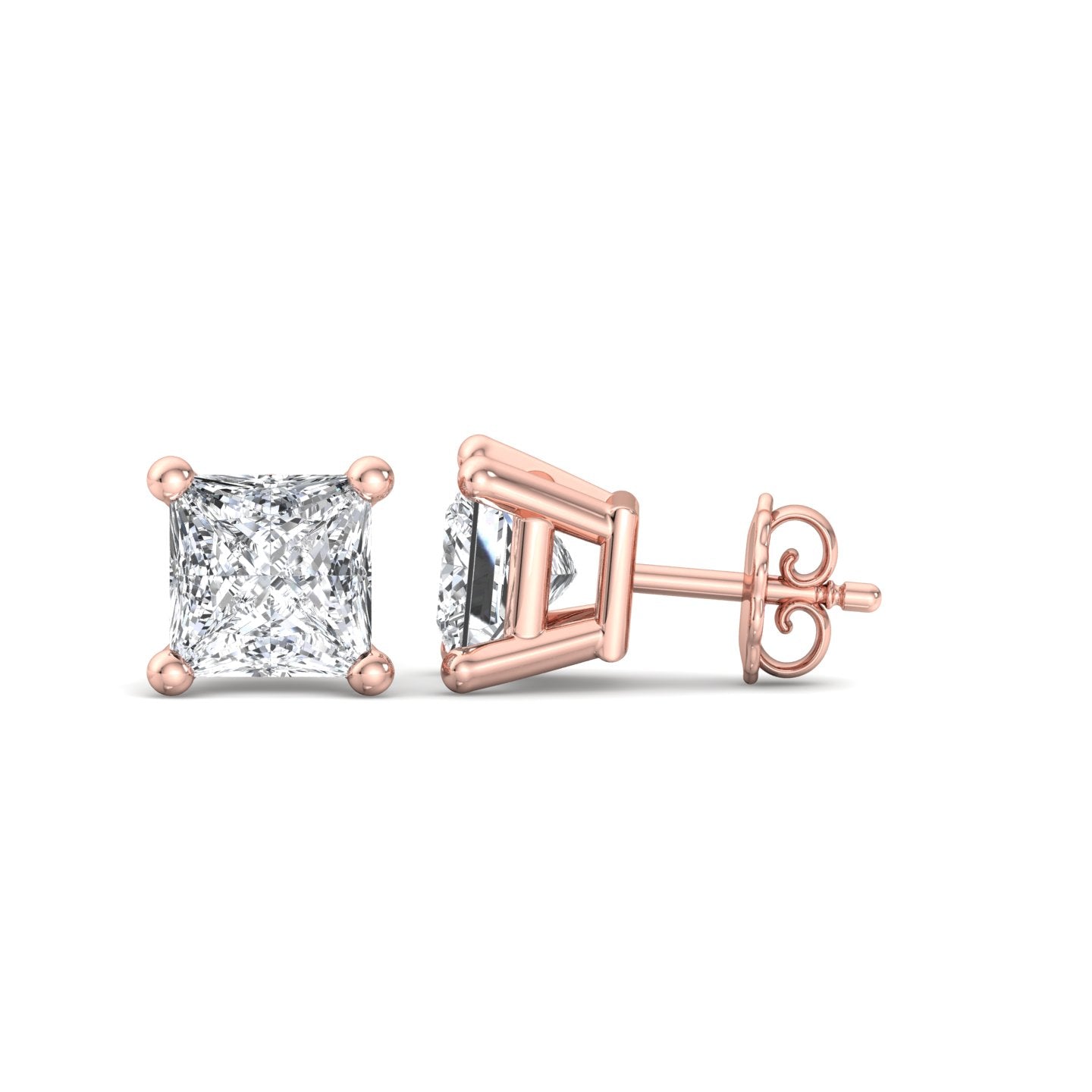 Princess Cut Diamond Stud Earrings - Krishnashray