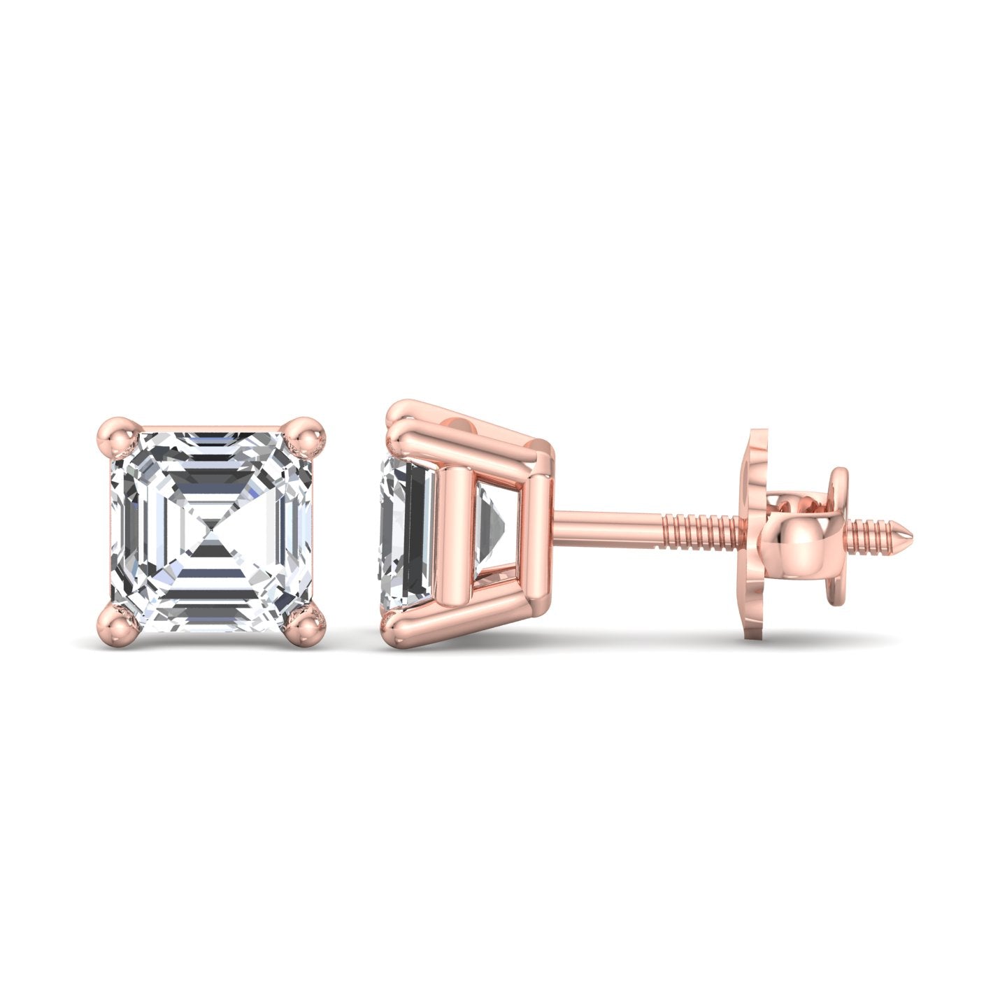 Asscher Cut Stud Earrings - Krishnashray