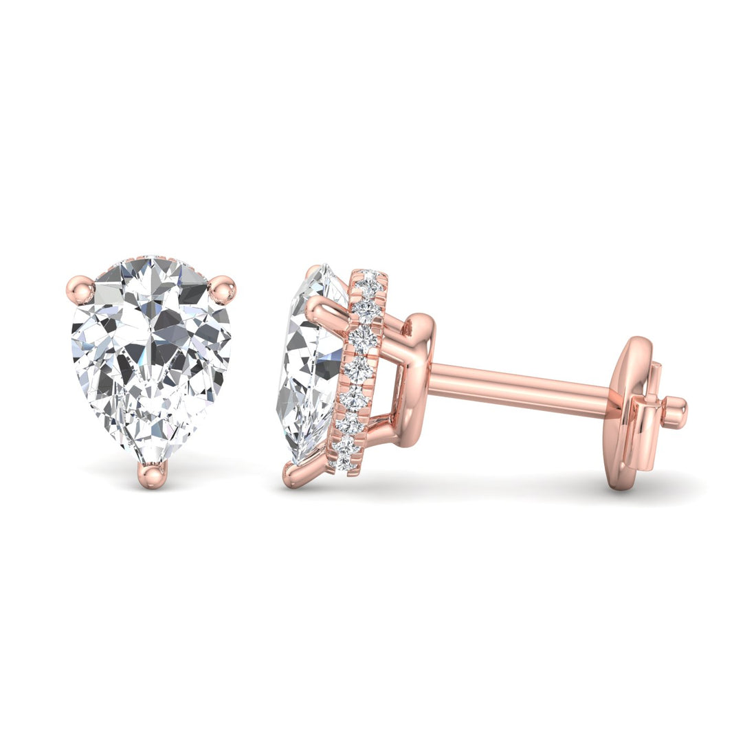 Rose Gold Diamond Stud Earrings - Krishnashray