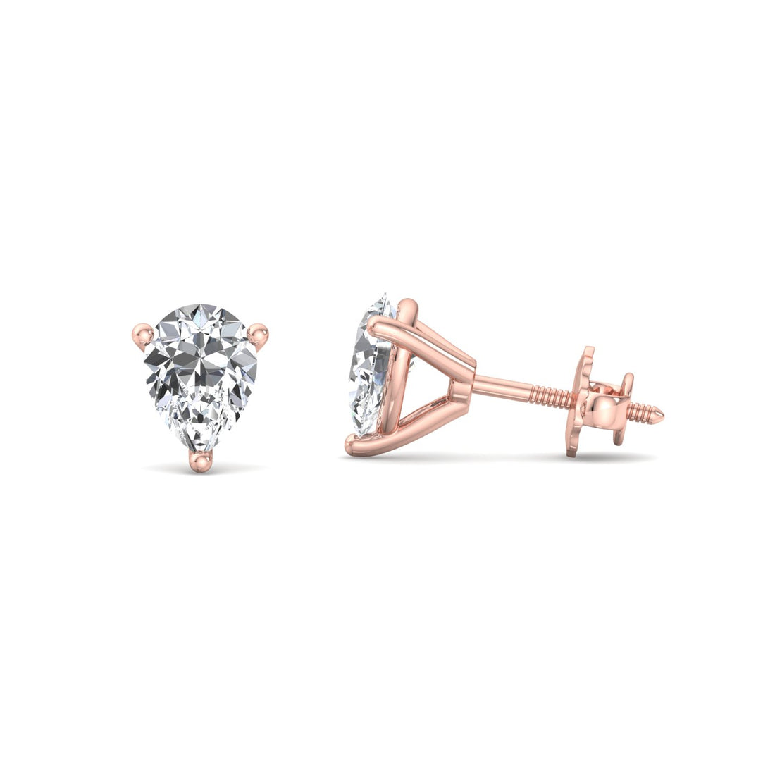 Heart-Shaped Diamond Stud Earrings