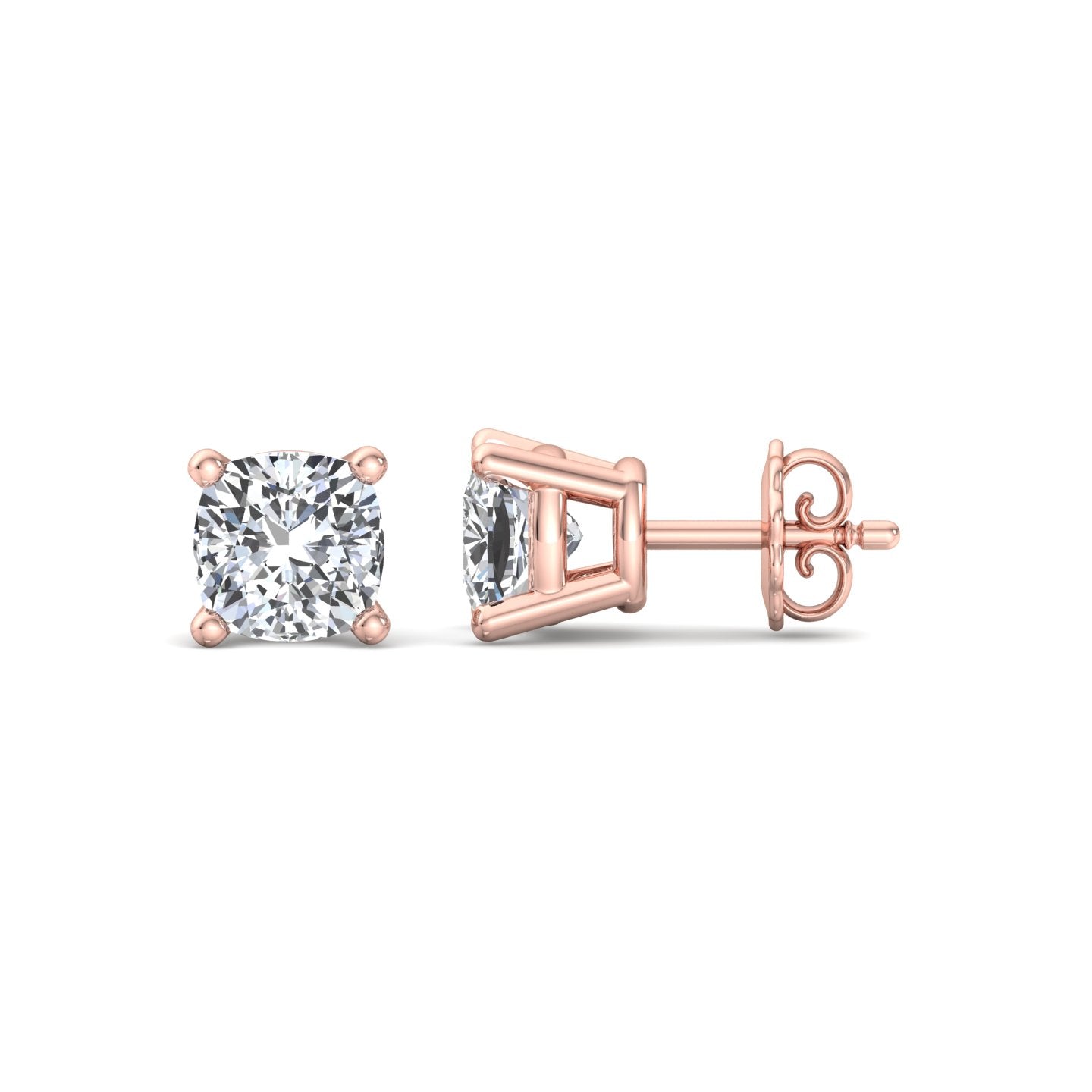 Cushion Cut Diamond Stud Earrings - Krishnashray