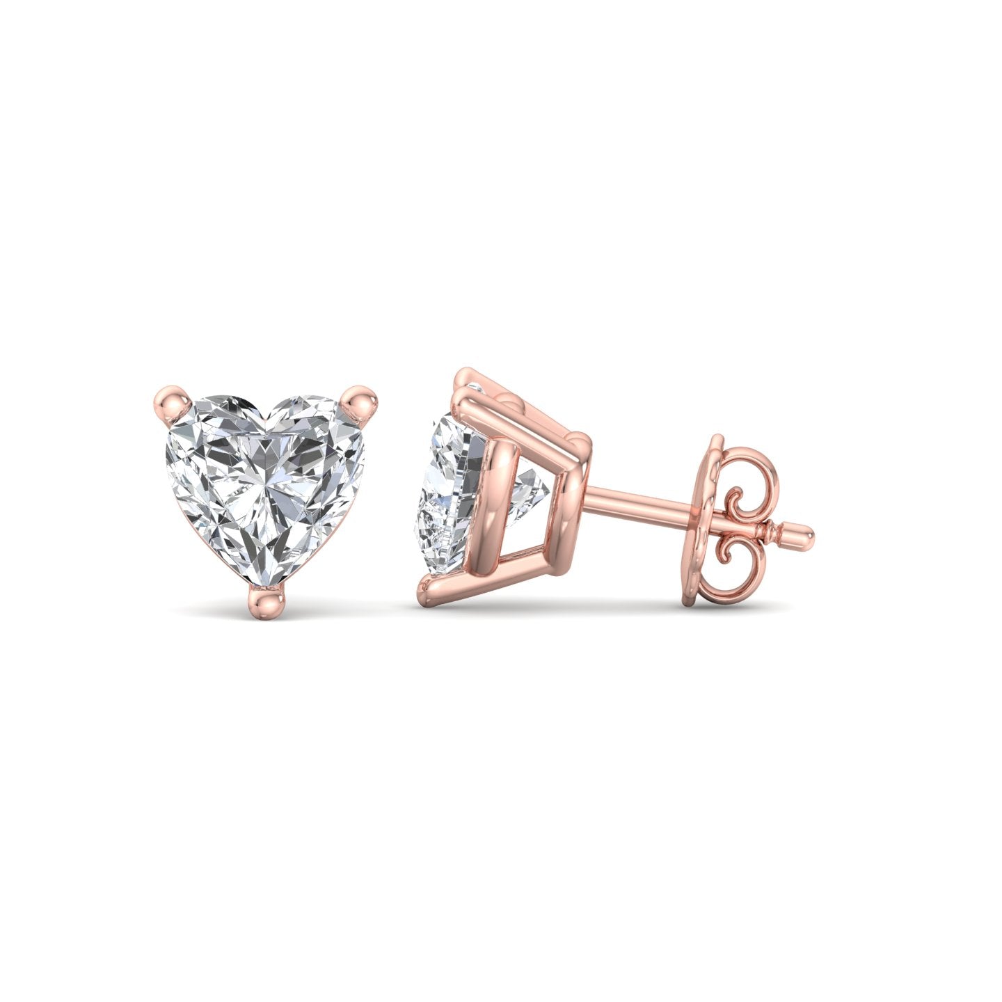 Heart-Shaped Diamond Stud Earrings - Krishnashray
