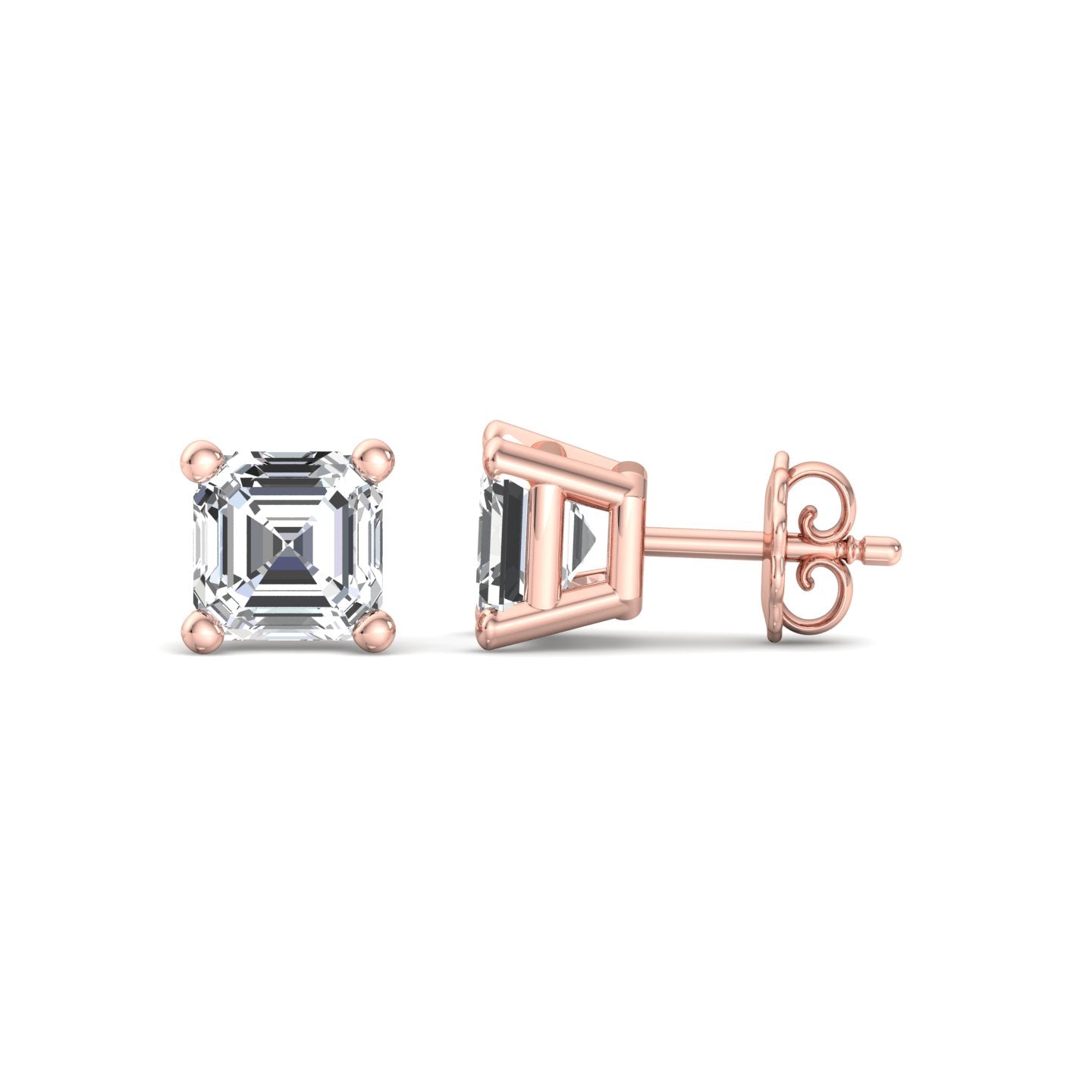 Emerald Cut Diamond Stud Earrings - Krishnashray