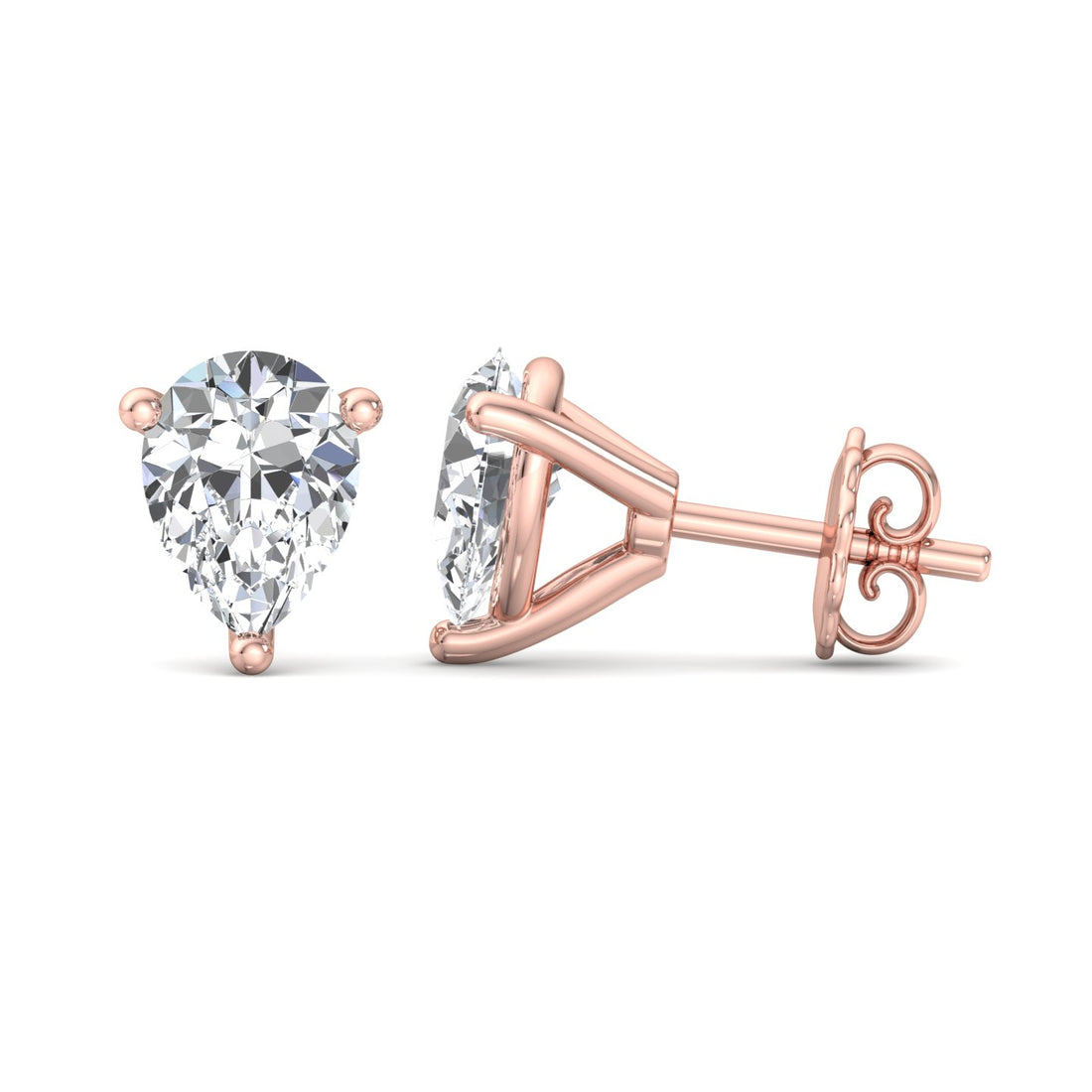 Elegant Pear Diamond Stud Earrings - Krishnashray