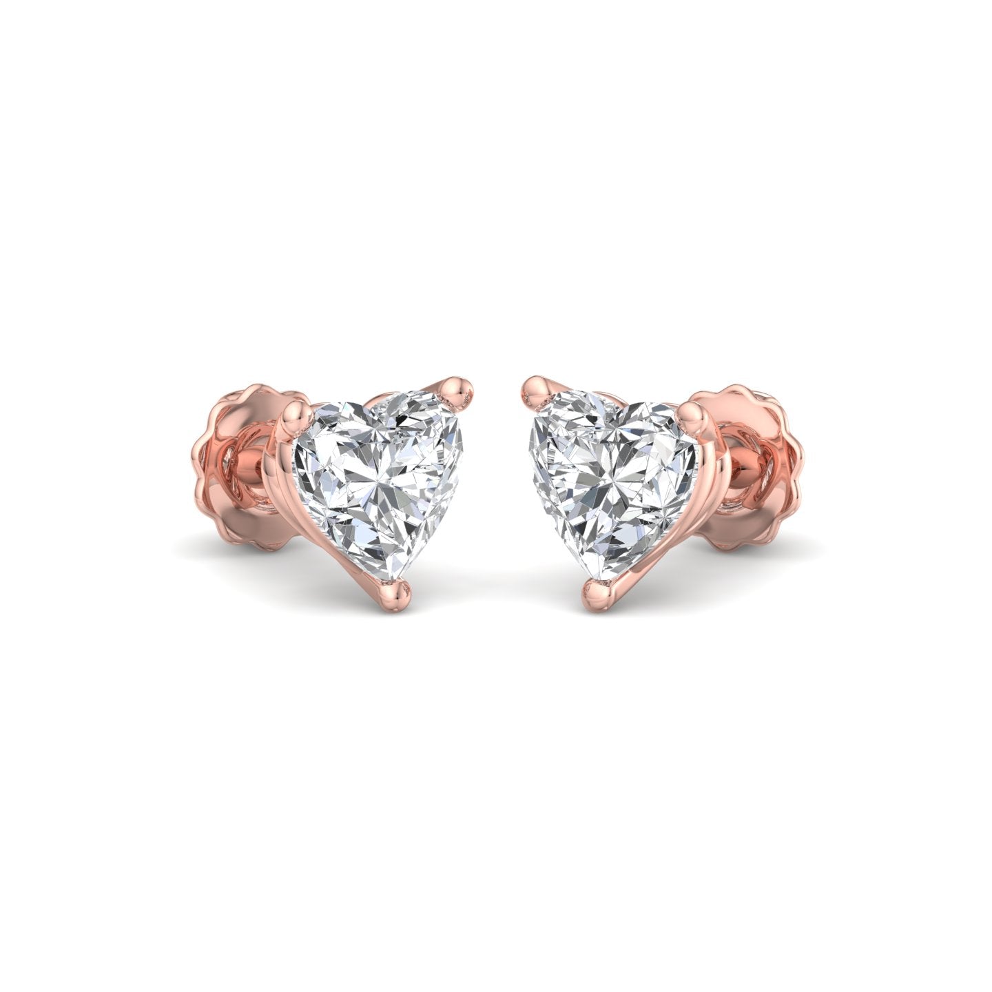 Heart-Shaped Diamond Stud Earrings - Krishnashray
