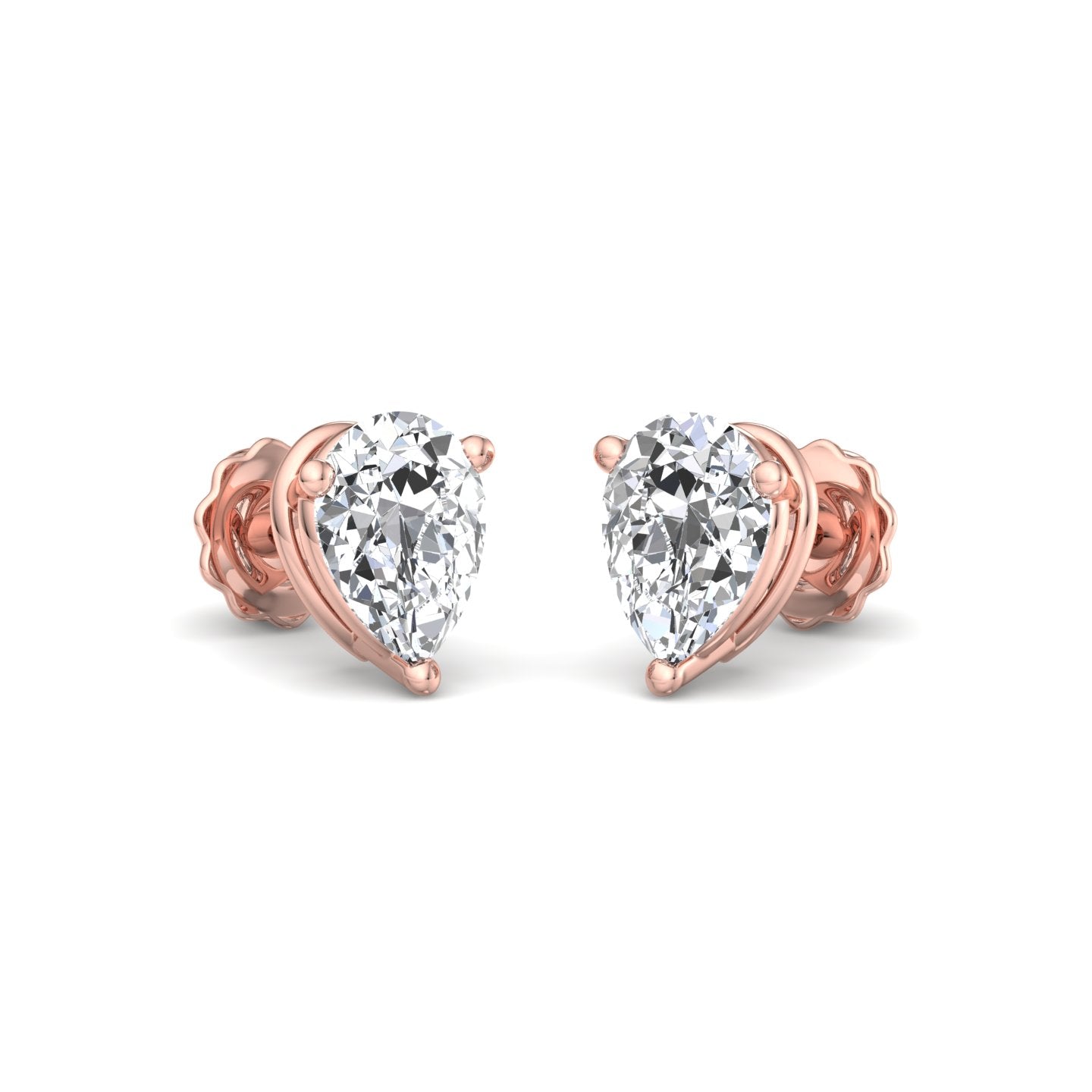 Heart-Shaped Diamond Stud Earrings - Krishnashray