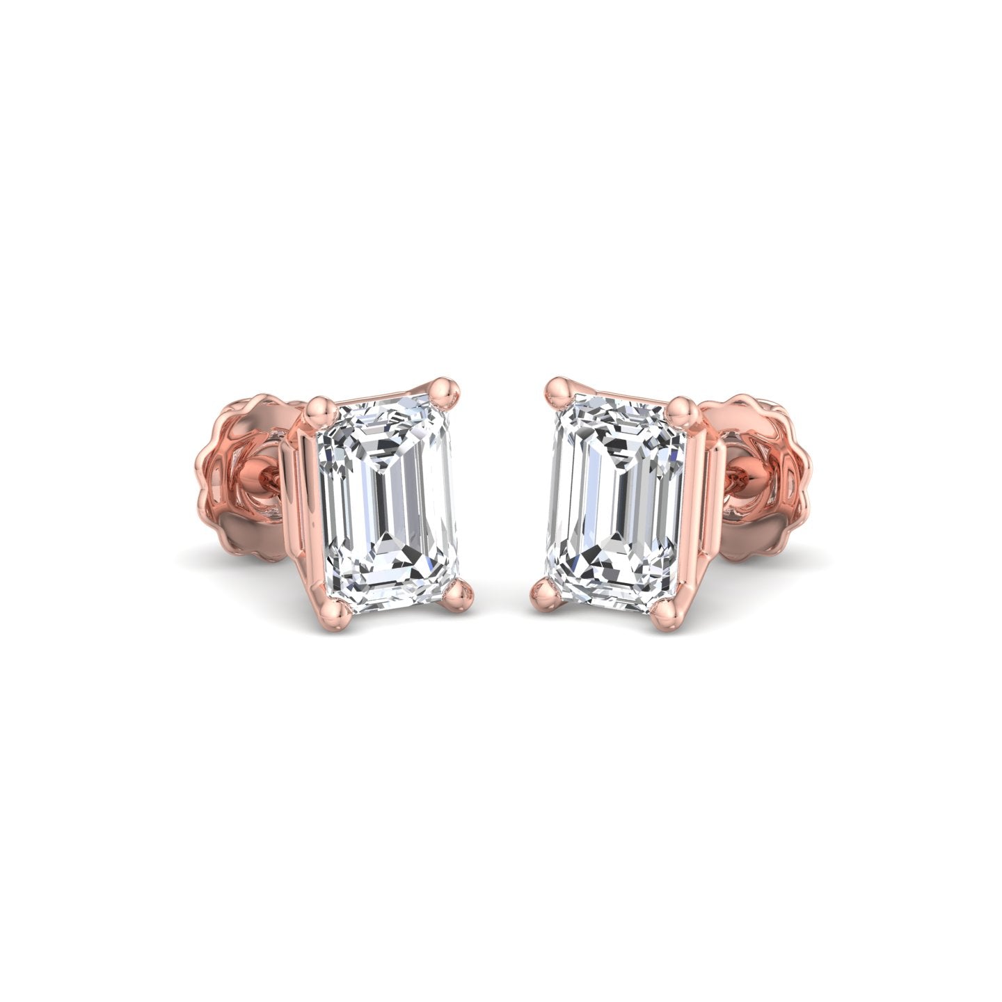 Emerald Cut Diamond Stud Earrings - Krishnashray