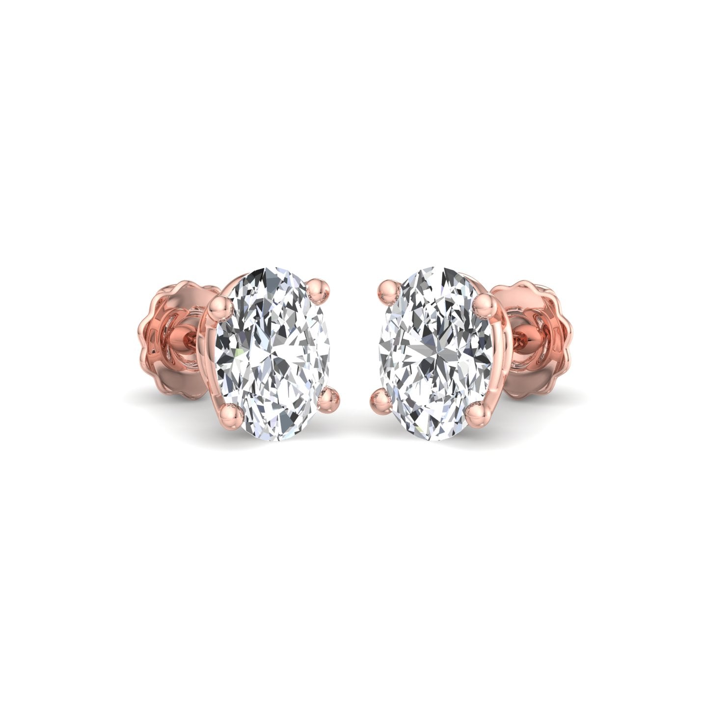 Oval Diamond Stud Earrings - Krishnashray
