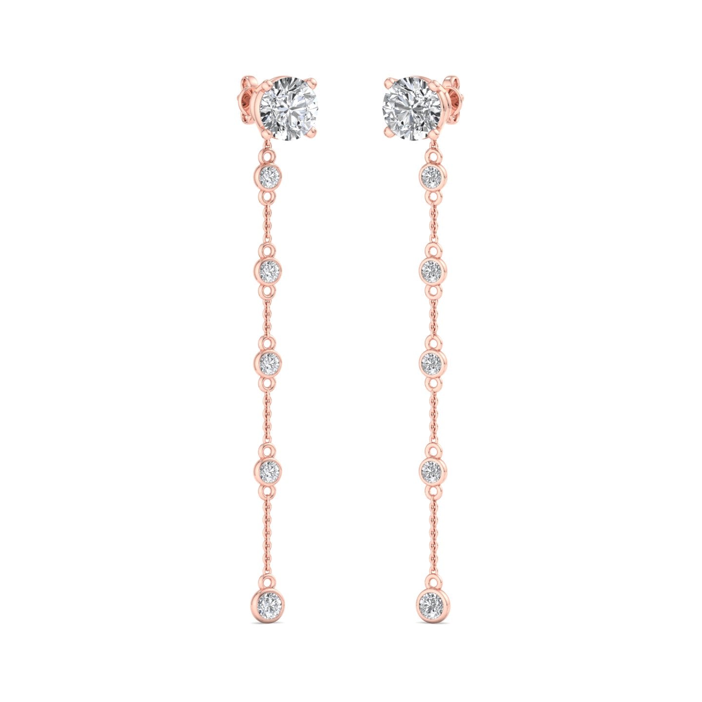 Chain Drop Earrings with Diamonds - Krishnashray