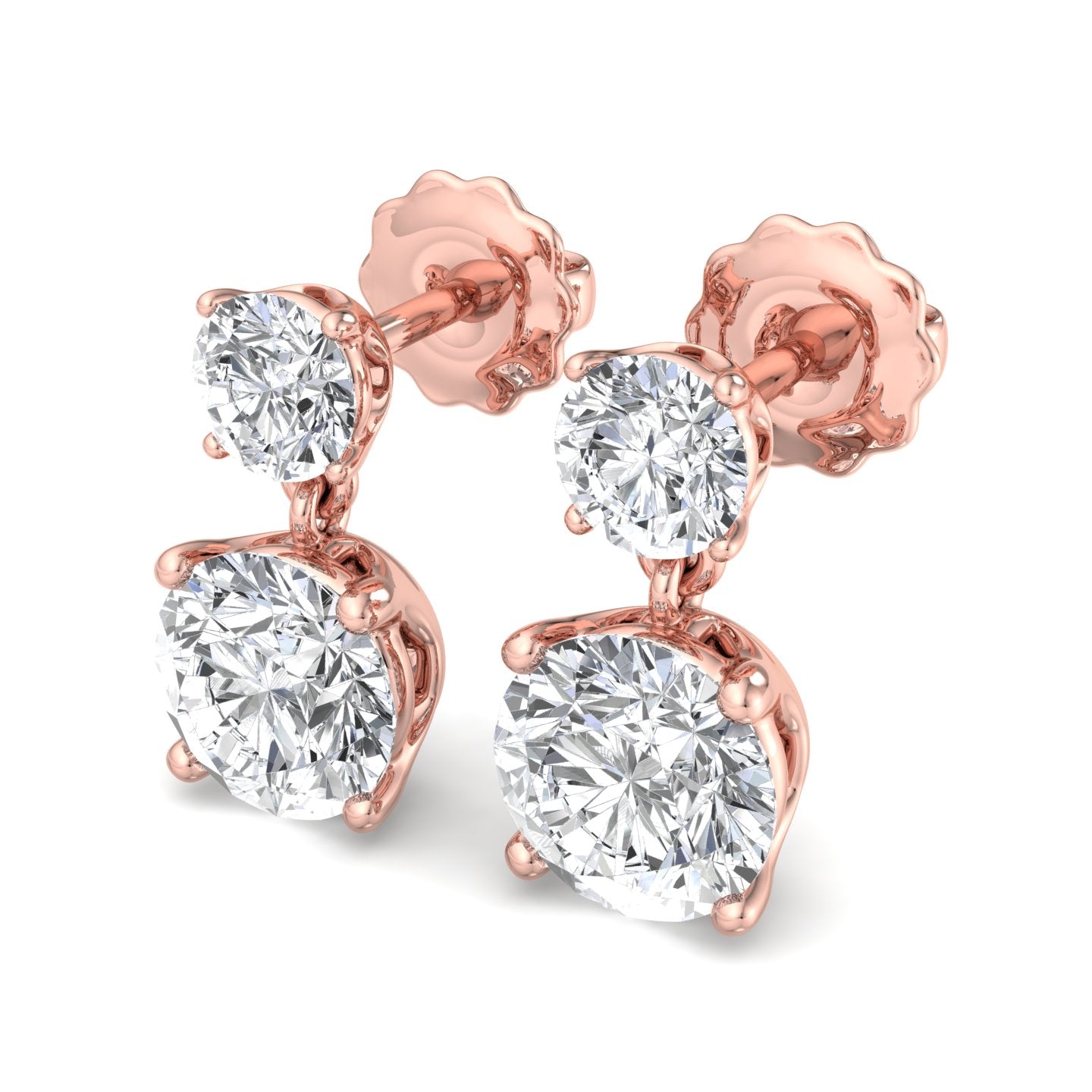 Double Diamond Drop Earrings - Krishnashray