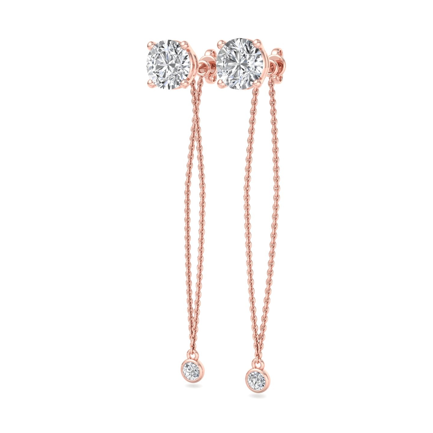 Chain Drop Earrings with Diamonds - Krishnashray